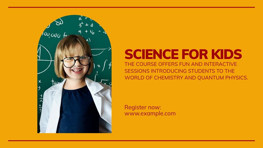 Kids science class blog banner template, editable design