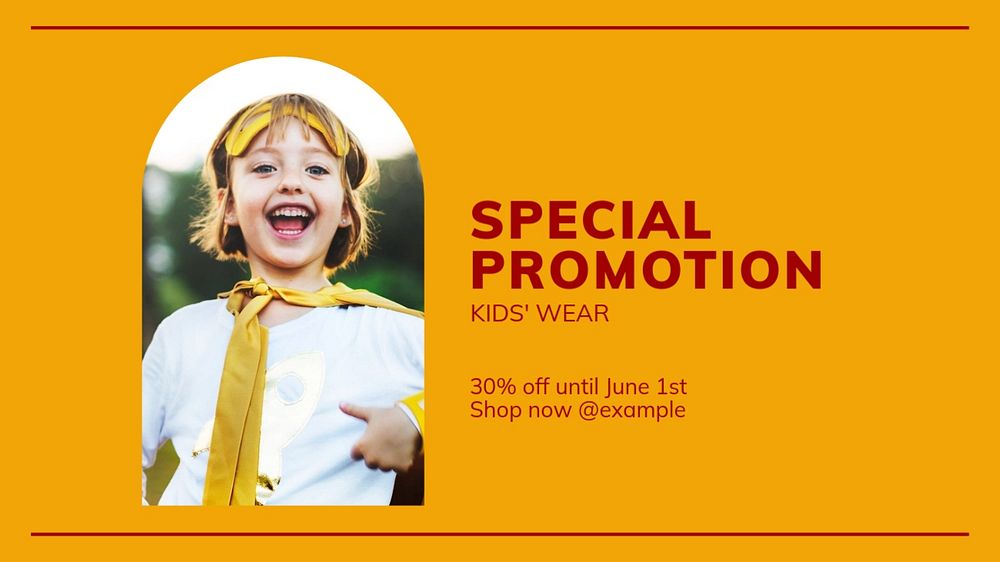 Kids' wear promotion blog banner template, editable design