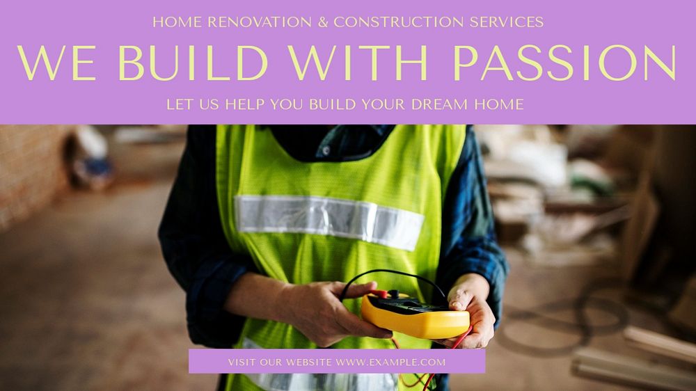 Renovation & construction blog banner template, editable design