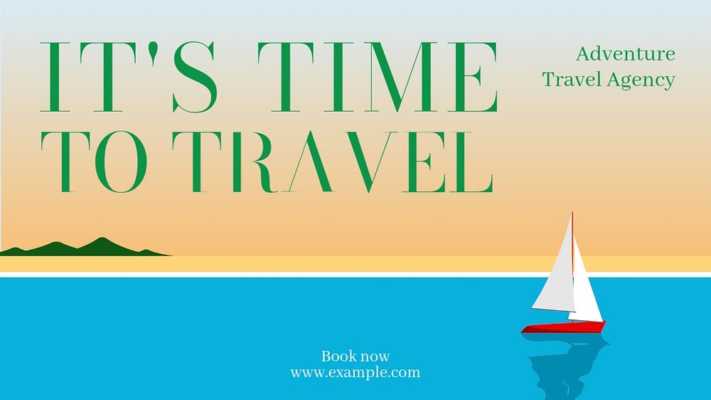 Travel agency  blog banner template, editable text