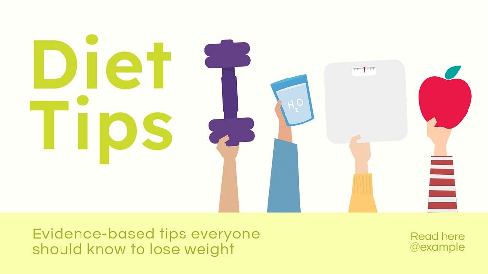 Diet tips  blog banner template, editable text