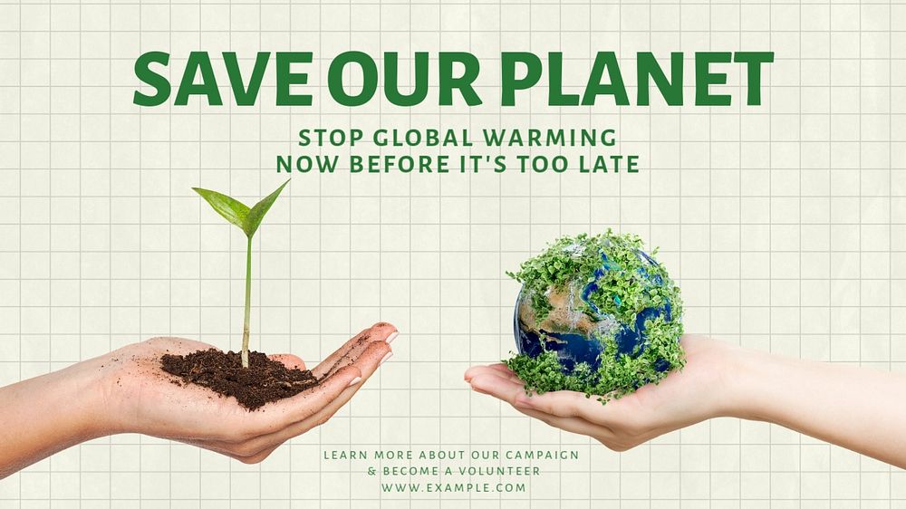 Save our planet  blog banner template, editable text