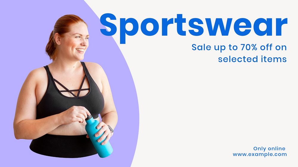 Sportswear sale  blog banner template, editable text