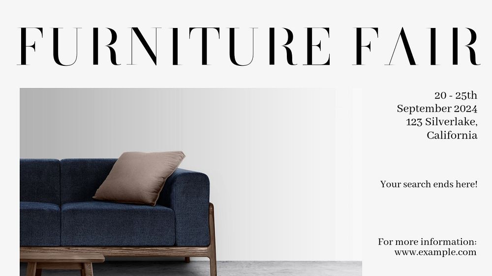 Furniture fair blog banner template, editable text