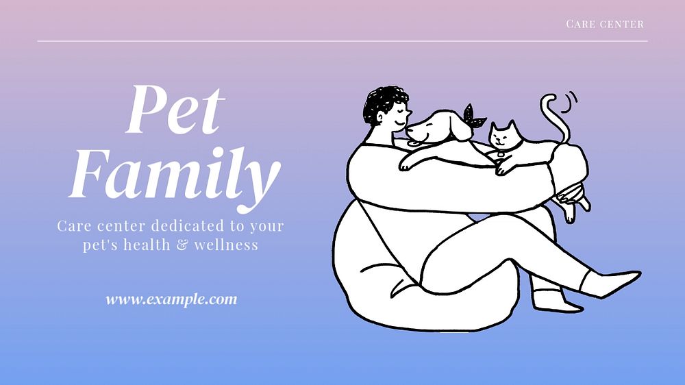 Pet family  blog banner template, editable text