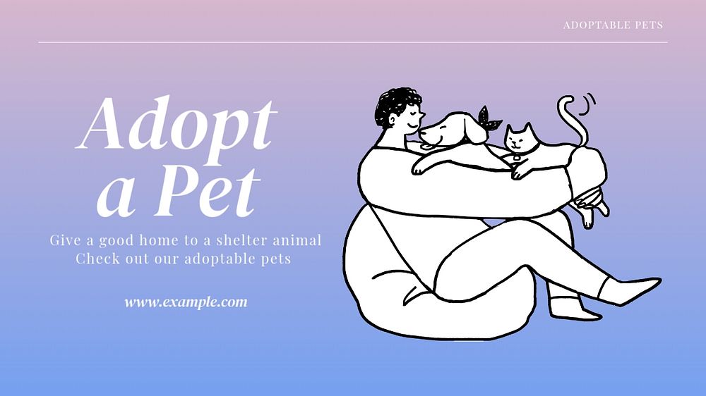 Adopt a pet  blog banner template, editable text