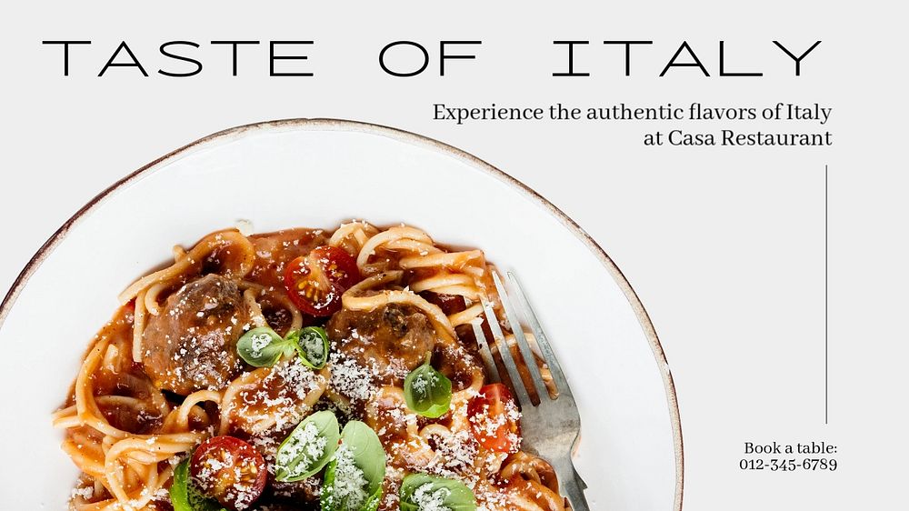 Authentic food taste  blog banner template, editable text