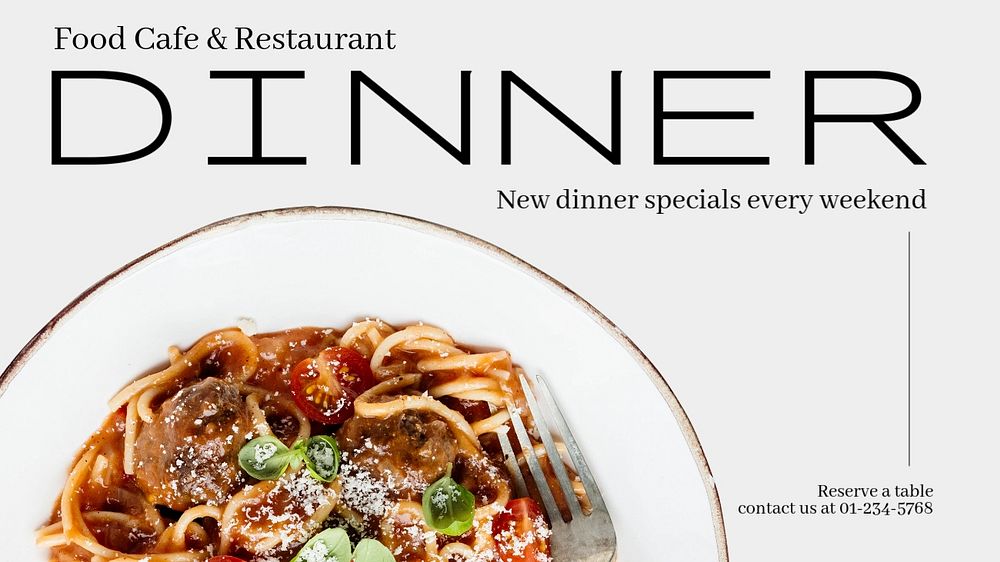 Dinner  blog banner template, editable text