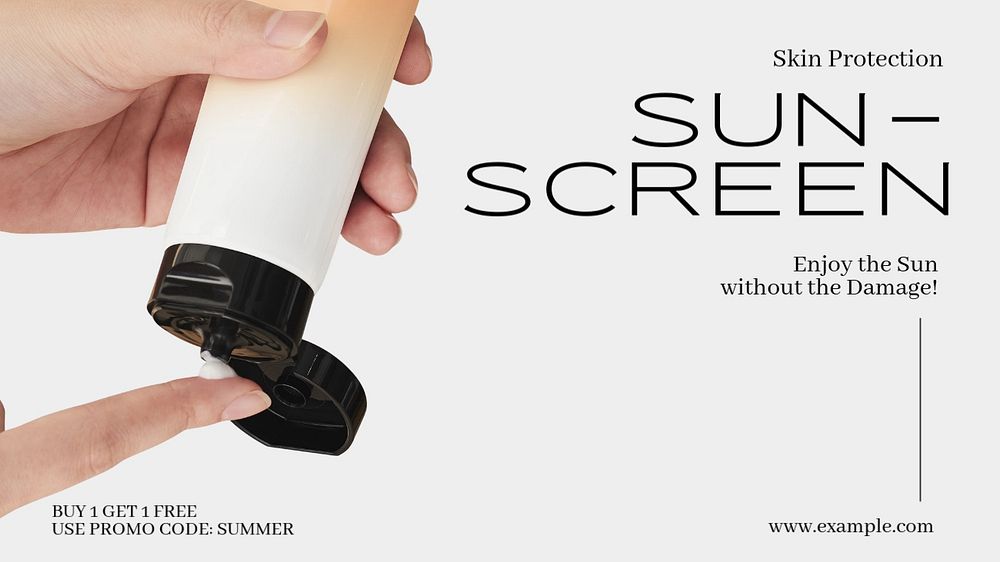 Sunscreen advertisement  blog banner template, editable text