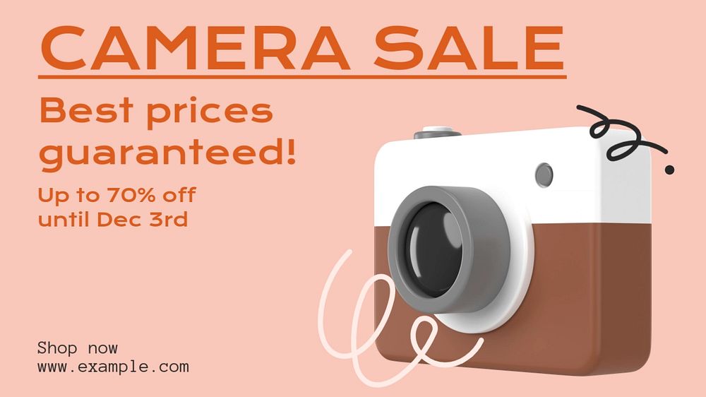 Camera sale  blog banner template, editable text