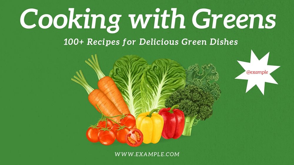 Cooking with greens  blog banner template, editable text