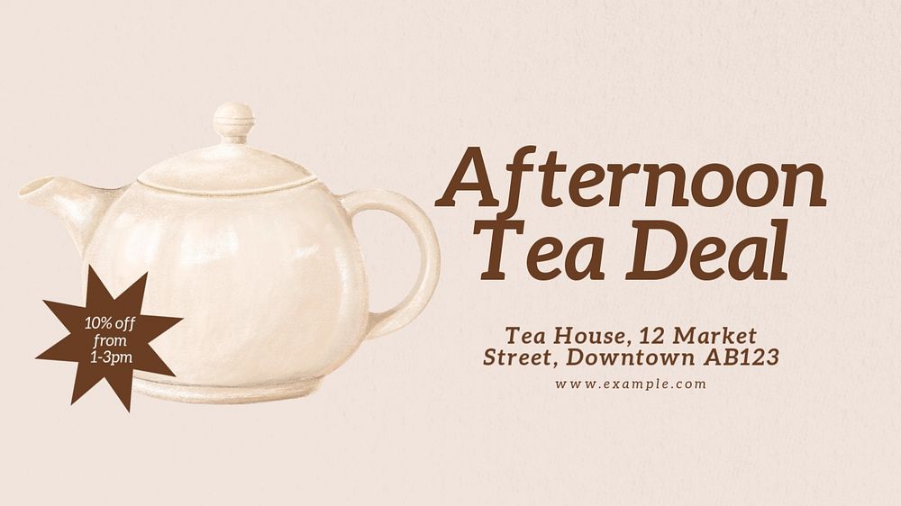 Afternoon tea deal  blog banner template, editable text