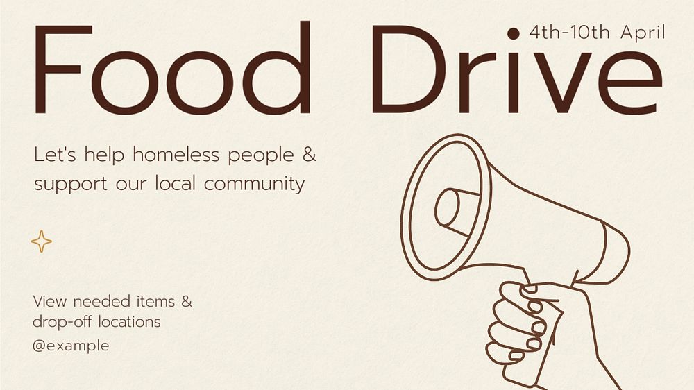 Food drive  blog banner template, editable text