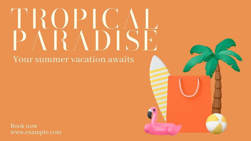 Tropical paradise  blog banner template, editable text