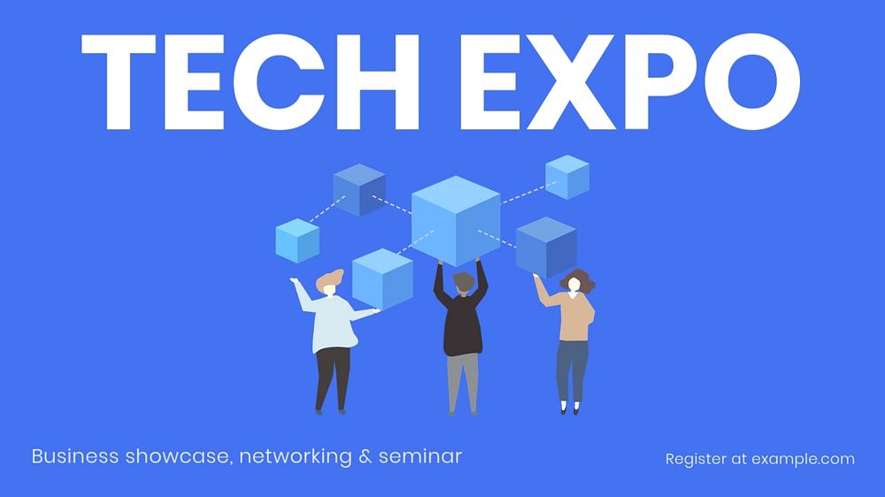 Tech expo  blog banner template, editable text