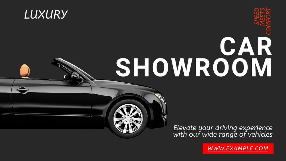 Car showroom  blog banner template, editable text