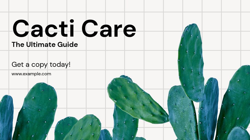 Cacti care book  blog banner template, editable text