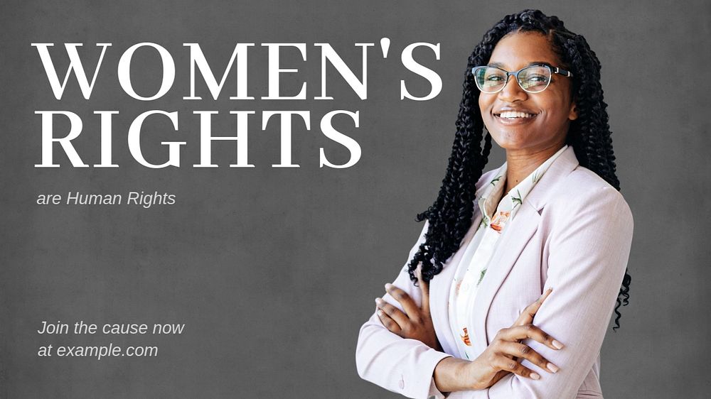 Women's rights  blog banner template, editable text