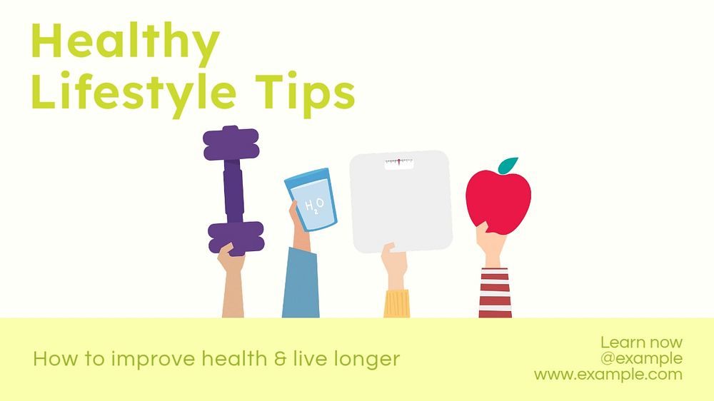 Healthy lifestyle tips  blog banner template, editable text