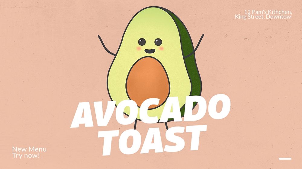 Avocado toast  blog banner template, editable text