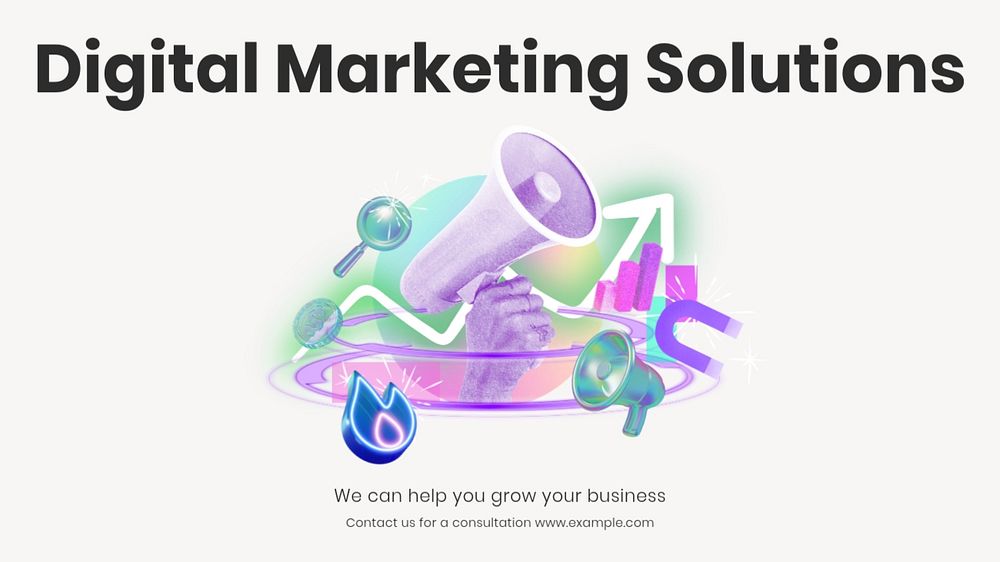 Digital marketing solutions  blog banner template, editable text