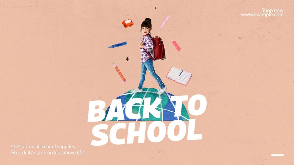 Back to school sale blog banner template, editable text