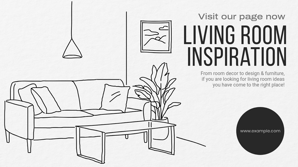 Living room inspiration  blog banner template, editable text