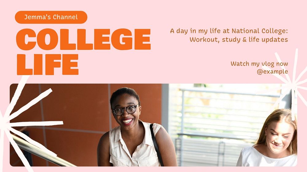 College life  blog banner template, editable text