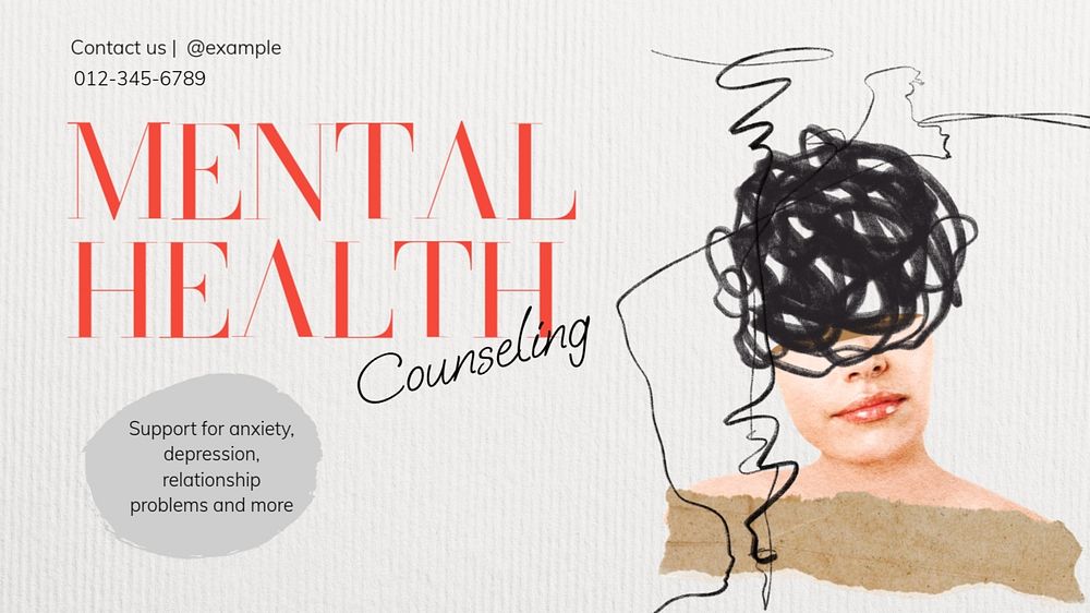 Mental health counseling  blog banner template, editable text