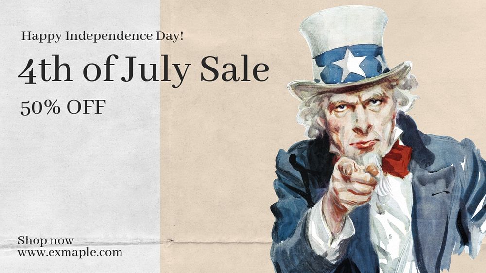 4th of July sale  blog banner template, editable text