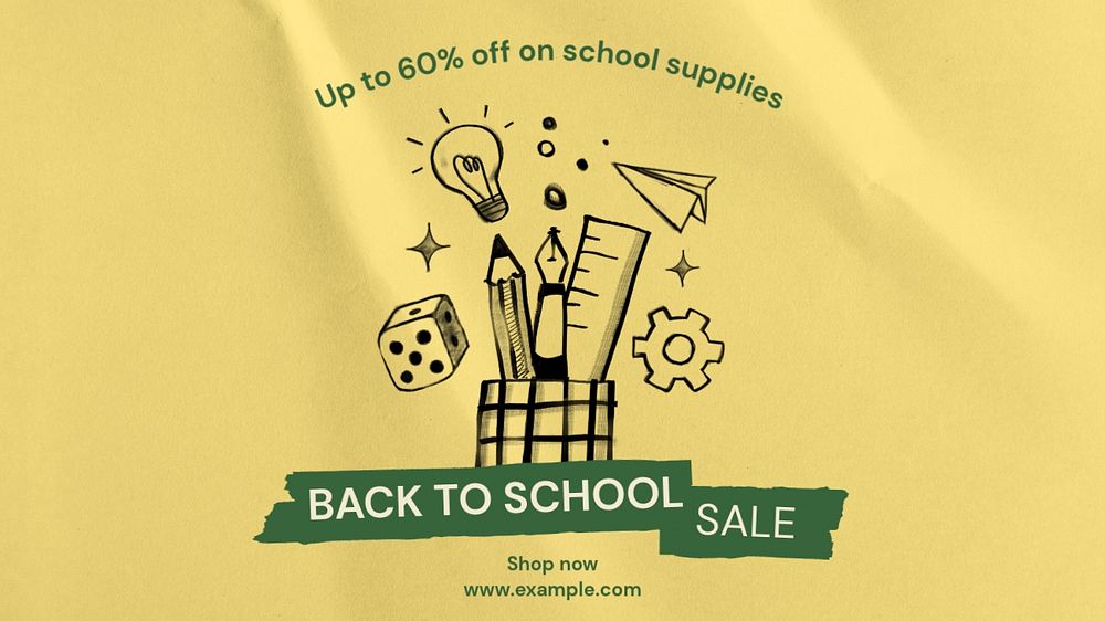 Back to school sale  blog banner template, editable text