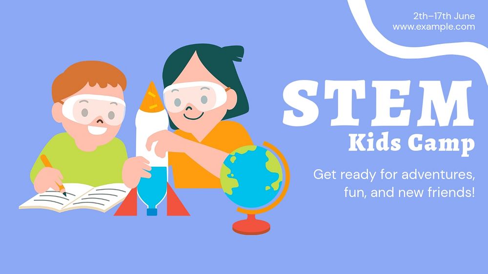 STEM kids camp  blog banner template, editable text