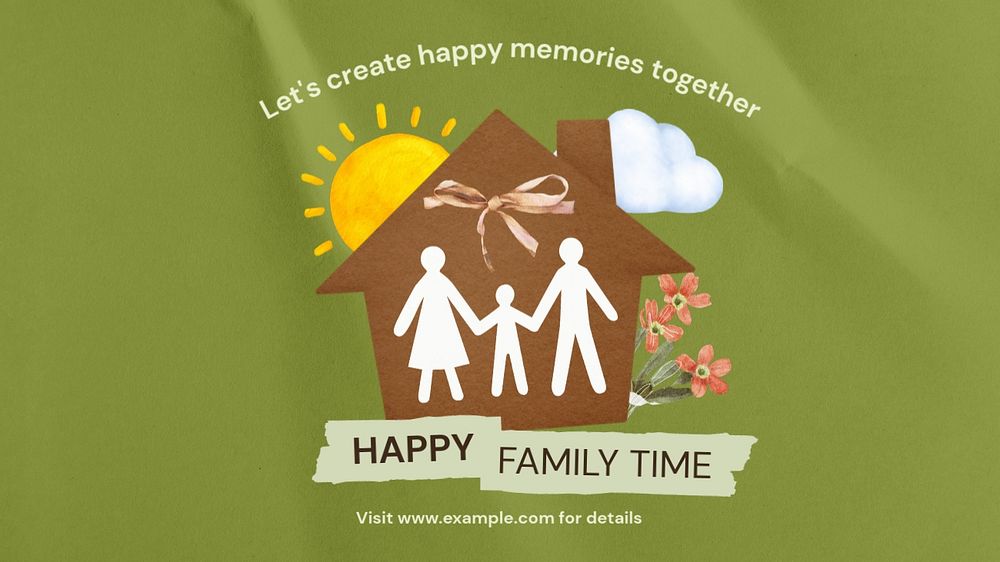 Happy family time  blog banner template, editable text