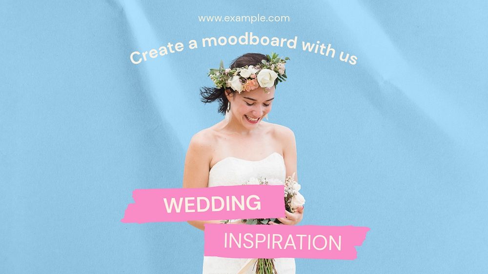 Wedding inspiration  blog banner template, editable text