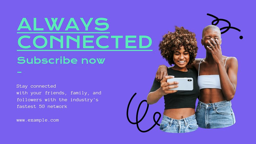 Always connected  blog banner template, editable text