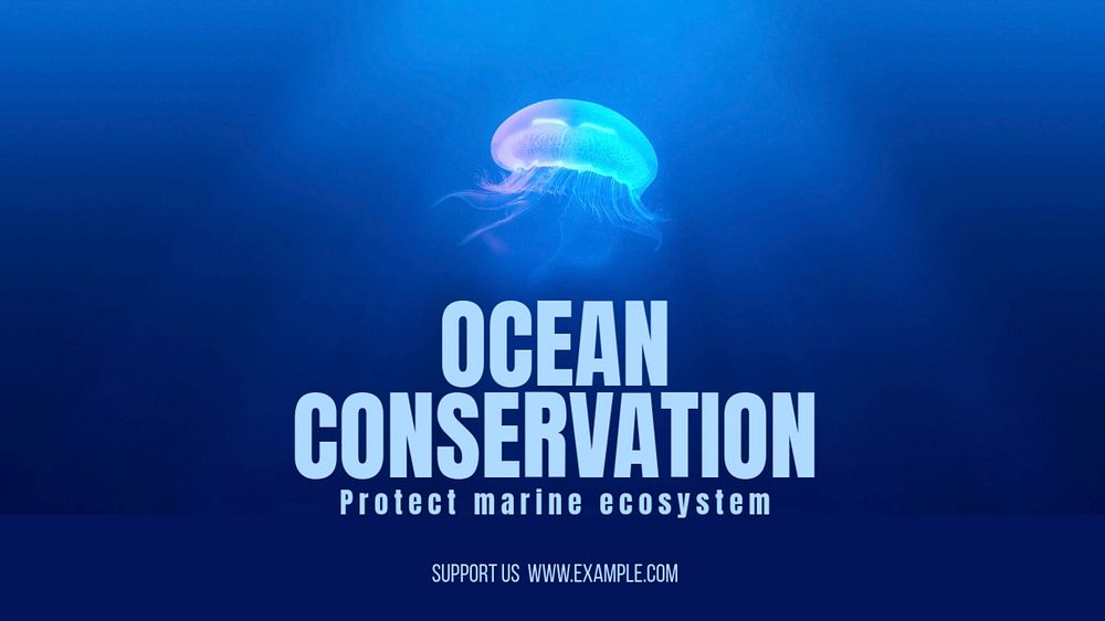 Ocean conservation blog banner template, editable text