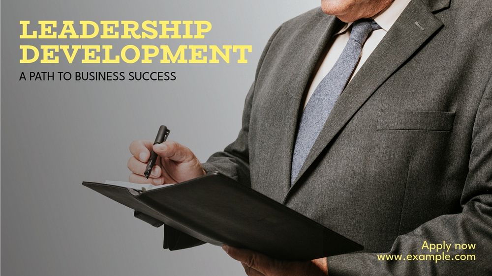 Leadership development  blog banner template, editable text