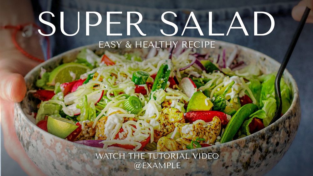 Salad recipe  blog banner template, editable text