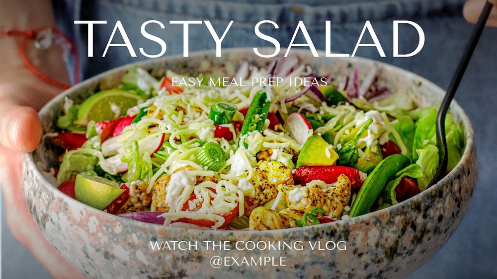 Salad prep  blog banner template, editable text