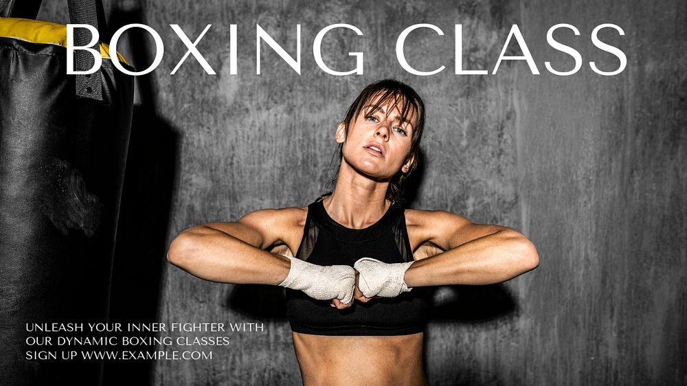 Boxing class  blog banner template, editable text