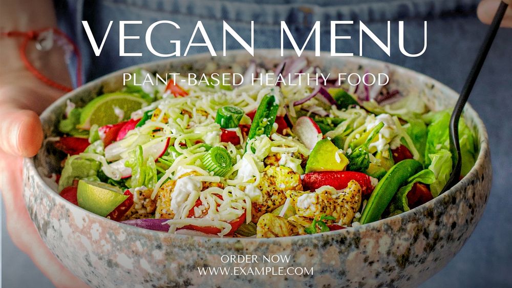 Vegan menu  blog banner template, editable text