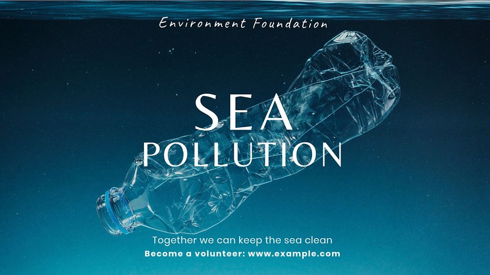 Sea pollution  blog banner template, editable text