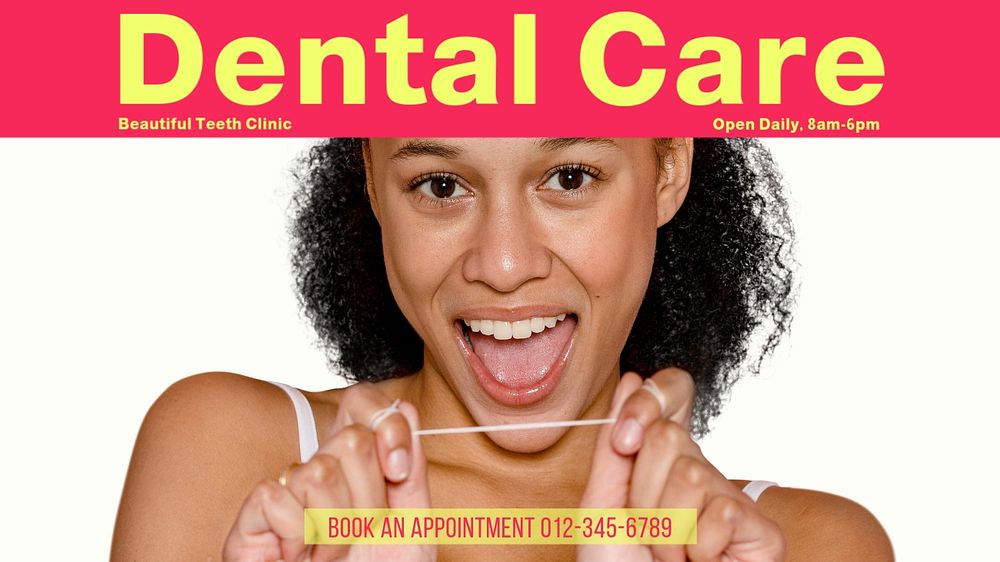 Dental care  blog banner template, editable text