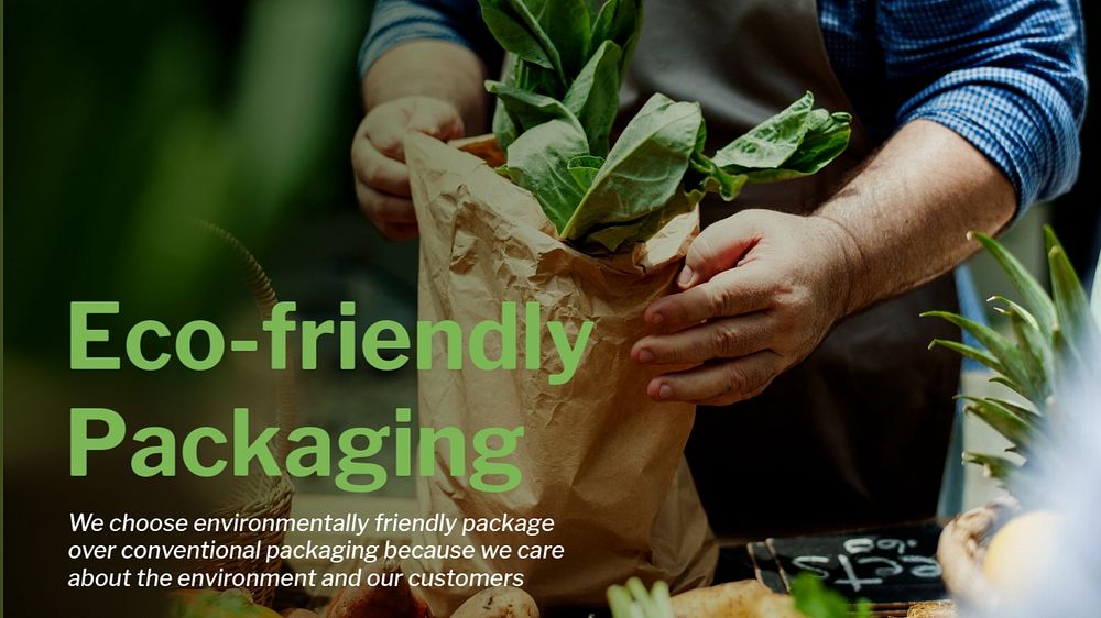 Eco-friendly packaging  blog banner template, editable text