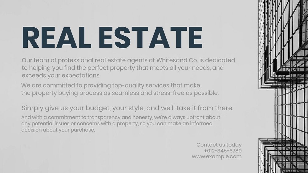 Real estate blog banner template, editable text