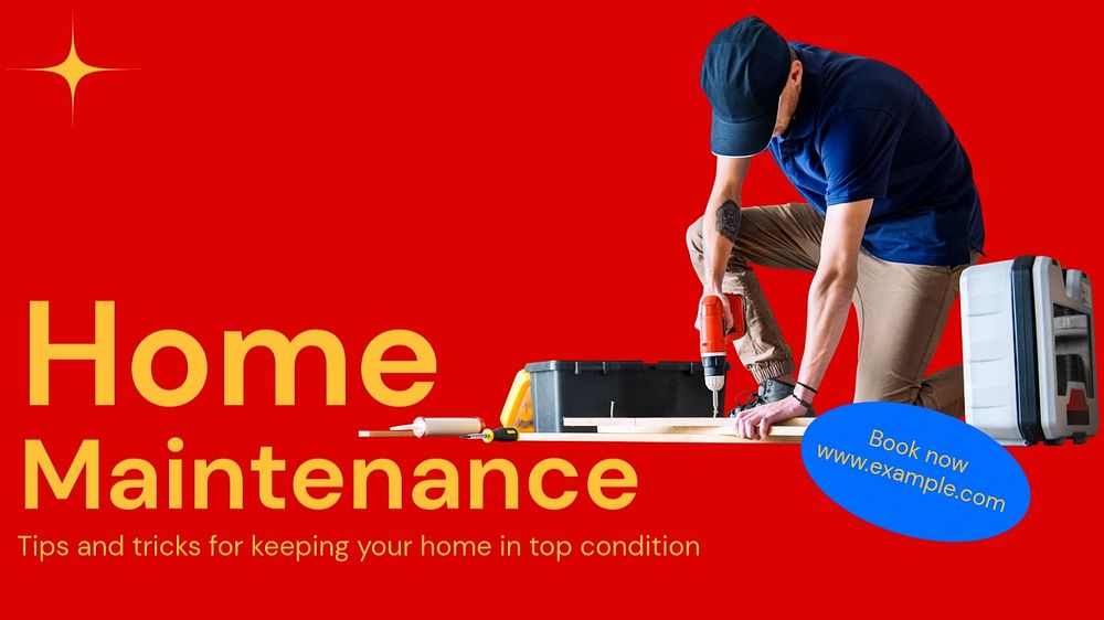 Home maintenance blog banner template, editable text