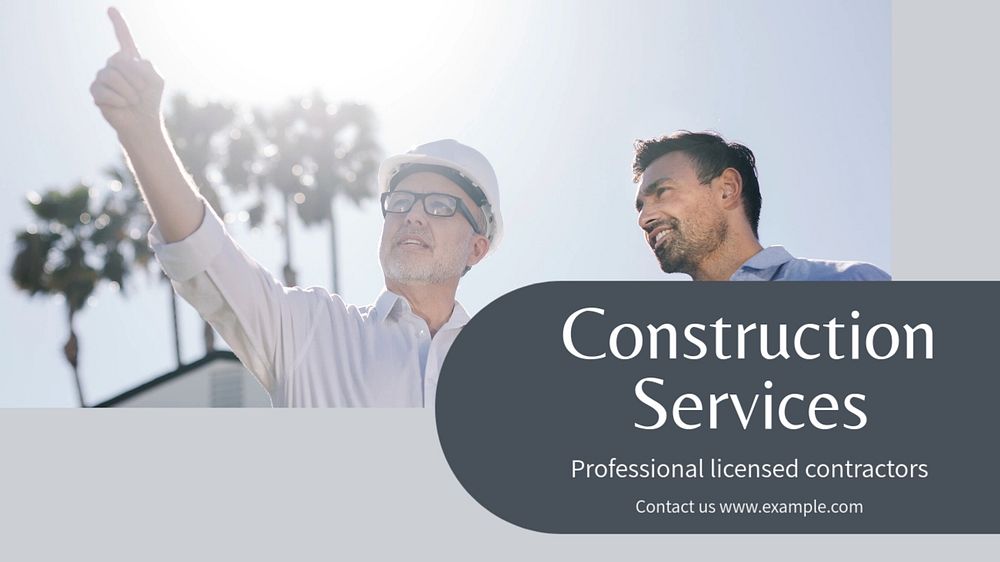 Construction services  blog banner template, editable text