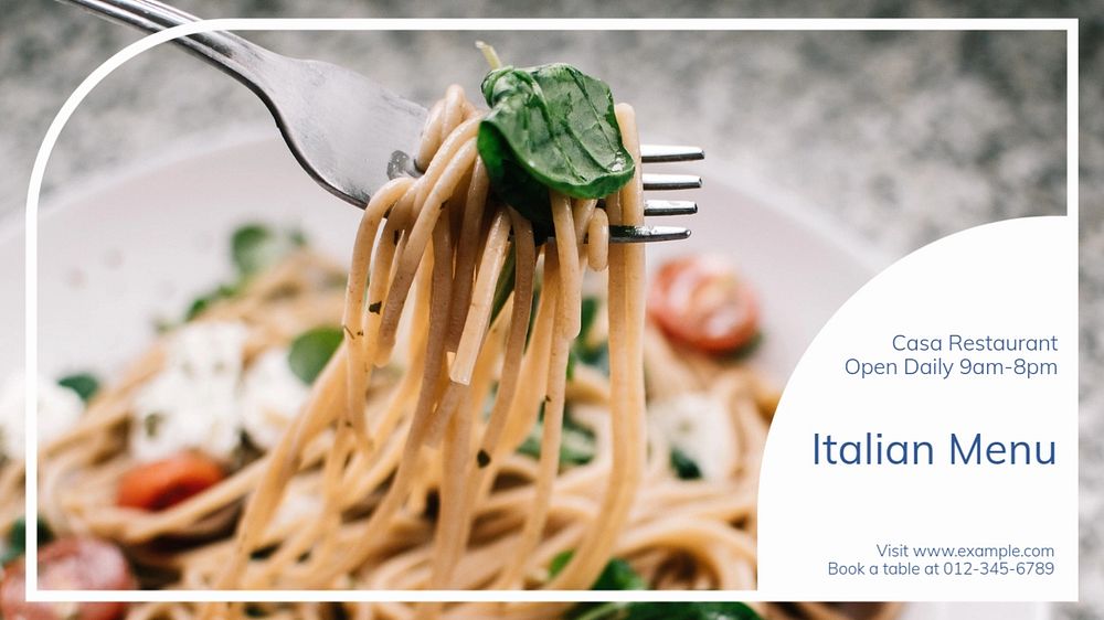 Italian food menu  blog banner template, editable text