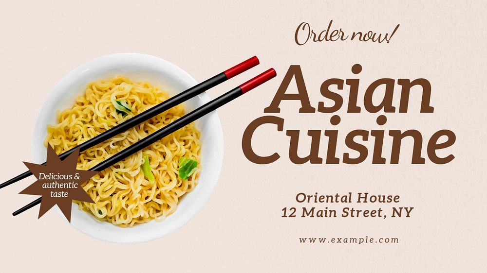 Asian cuisine  blog banner template, editable text