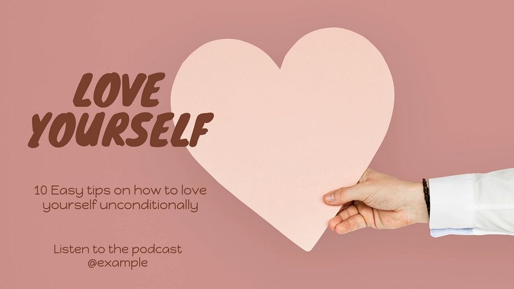 Love yourself blog banner template, editable text